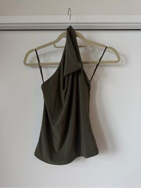 Aritzia Olive One-Shoulder Draped Cami